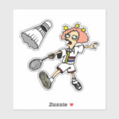 Badminton Girl Custom-Cut Vinyl Sticker (Vel)