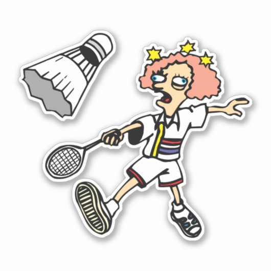 Badminton Girl Custom-Cut Vinyl Sticker (Voorkant)
