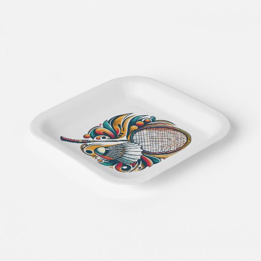 Badminton Graphic Papieren Bordje (Gebogen)