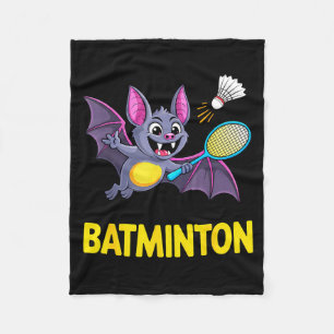 Badminton – Grappige Cartoon Vleermuis Speelt Badm Fleece Deken