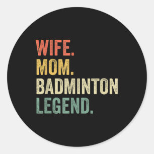 Badminton Grappige Vrouw Moeder Legende Vintage Mo Ronde Sticker
