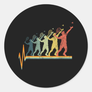 Badminton Hartslag Vintage Retro Cadeau Ronde Sticker