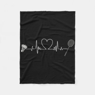 Badminton Heartbeat Funny Badminton Fleece Deken