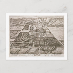 Badminton House in de provincie Gloucester, engra Briefkaart