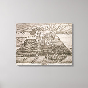 Badminton House in de provincie Gloucester, engra Canvas Afdruk