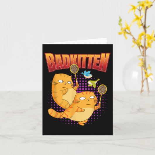 Badminton I Badkitten Cat I Badminton Racket Shutt Kaart (Gele Bloem)