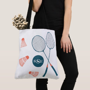 Badminton illustratie  tas MONOGRAMMED
