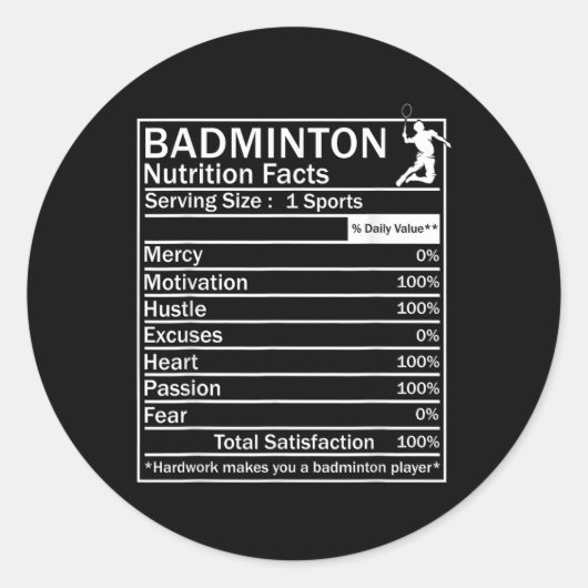 Badminton Ingrediënten Label Grappig (Voorkant)