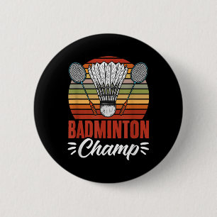 Badminton Kampioen Racket Shuttle Vintage Badminto Ronde Button 5,7 Cm