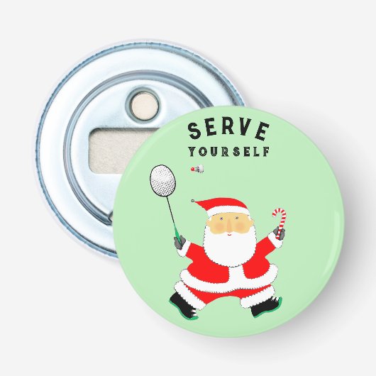 Badminton Kerstmanvullingen Button Flesopener (Voorkant)