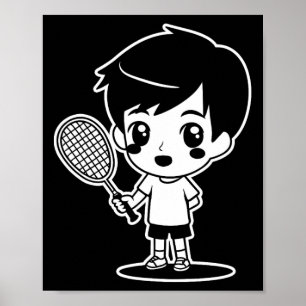 Badminton Kind Cartoon Racquet Sport Shuttle Poster