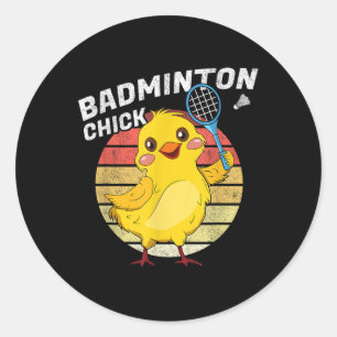 Badminton Kuiken Retro Kip Birdie Vrouwen Badmint Ronde Sticker