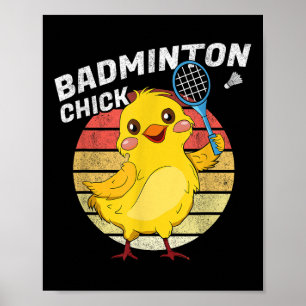 Badminton Kuiken Retro Kip Birdie Vrouwen Badminto Poster