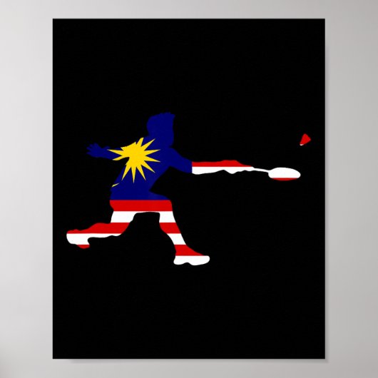 Badminton Maleisische vlag Racquet Shuttle Mannen Poster (Voorkant)
