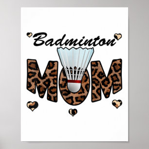 Badminton mama Leopard Funny Badminton mama moeder Poster