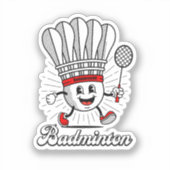Badminton Mascot Classic Sticker (Voorkant)