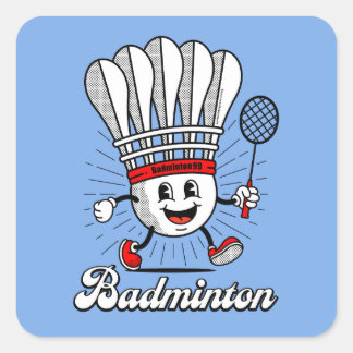 Badminton Mascot Classic Vierkante Sticker