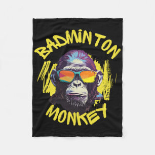 Badminton Monkey met Racquet Shuttle Oerwoud Sport Fleece Deken