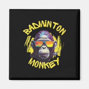 Badminton Monkey met Racquet Shuttle Oerwoud Sport Magneet