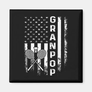 Badminton Opa Amerikaanse Vlag Vintage Kerstmis Magneet