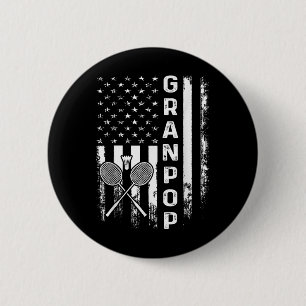 Badminton Opa Amerikaanse Vlag Vintage Kerstmis Ronde Button 5,7 Cm