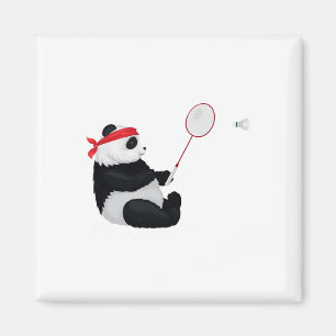 Badminton Panda Funny Sweet Sport Humor Shuttle An Magneet