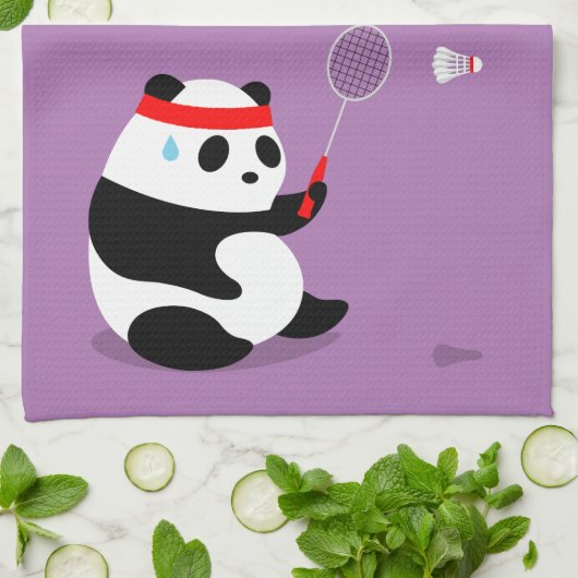 Badminton Panda Getting Sweaty Sports Towel Theedoek (Gevouwen)