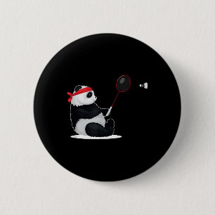 Badminton Panda Grappig Zoete Sport Humor Shuttle  Ronde Button 5,7 Cm