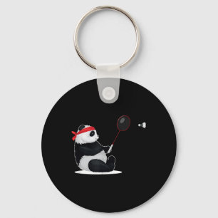 Badminton Panda Grappig Zoete Sport Humor Shuttle Sleutelhanger