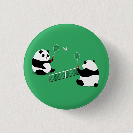 Badminton Pandas Button / Pin / Badge (Voorkant)