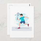 Badminton Player Briefkaart (Voorkant / Achterkant)