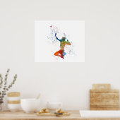 Badminton player in watercolor poster (Keuken)