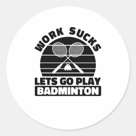 Badminton Player Racket - Team Court Racket Shut Ronde Sticker (Voorkant)