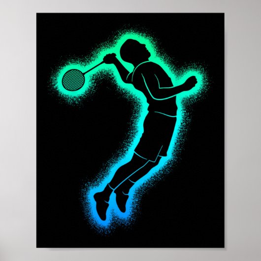 Badminton Player Shuttle Kinder Mannen Badminton B Poster (Voorkant)