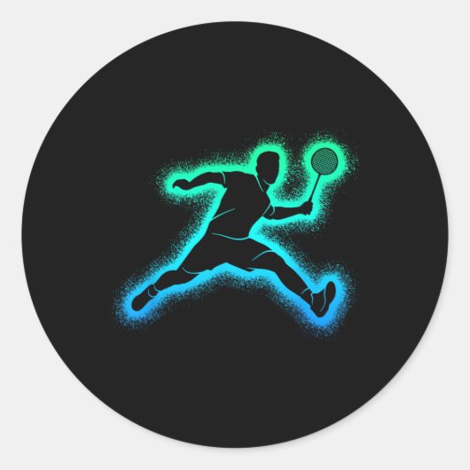 Badminton Player Shuttle Mannen Boys Badminton Kin Ronde Sticker (Voorkant)