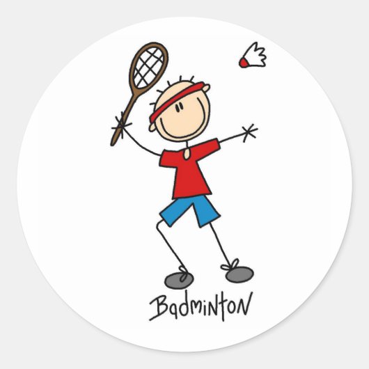 Badminton Player T-shirts en cadeaus Ronde Sticker (Voorkant)