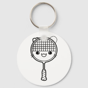 Badminton Racket Cartoon Look Shuttle Game Sleutelhanger