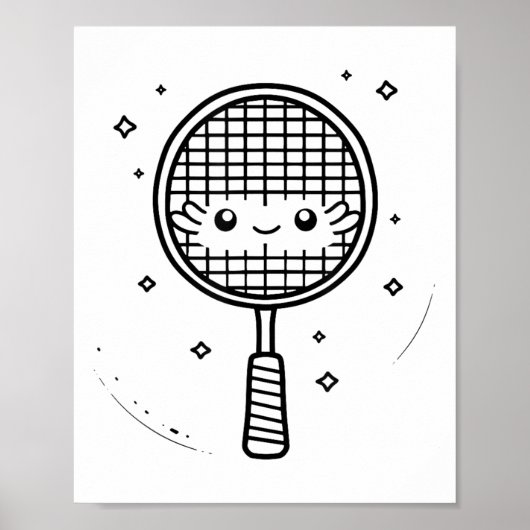 Badminton Racket Comic Shuttle Poster (Voorkant)