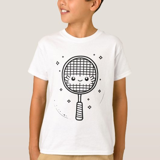 Badminton Racket Comic Shuttle T-shirt (Voorkant)