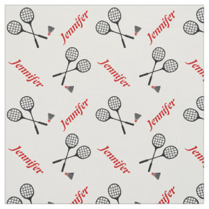 Badminton racket en jouw naam gepersonaliseerd stof