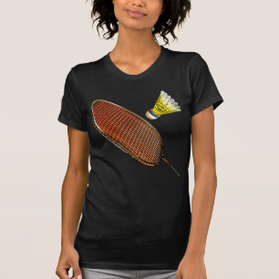 Badminton racket en shuttlecock t-shirt