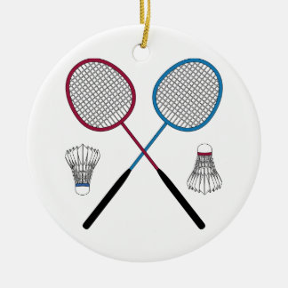 Badminton Rackets Birdies Shuttlecocks Keramisch Ornament
