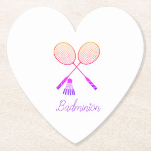 Badminton Rackets Shuttlecock Birdie Ombre Heart Kartonnen Onderzetters