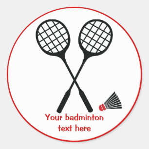 Badminton racquet en shuttlecock, aangepast ronde sticker