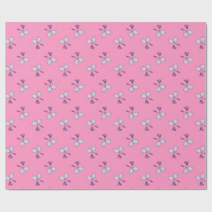Badminton Racquet Patroon Roze Cadeaupapier