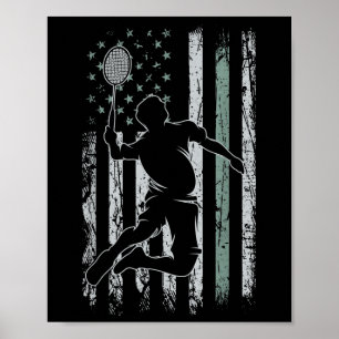 Badminton Retro Vlag Shuttle Verenigde Staten 4 ju Poster