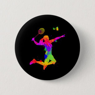 Badminton shuttle, badmintonspeler, meisjes, vrouw ronde button 5,7 cm