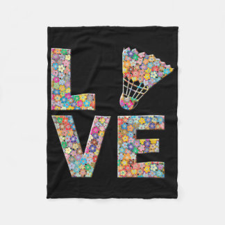 Badminton Shuttle Ball Love Flowers Fleece Deken
