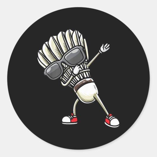 Badminton Shuttle Dansen Ronde Sticker (Voorkant)
