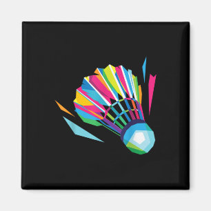 Badminton Shuttle Racquet Sport Badminton Pop Art Magneet